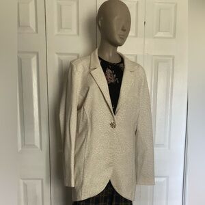 Soft Surroundings Leontine Ponte Animal Print Cream Blazer
